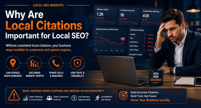 Why Are Local Citations Important for Local SEO Complete Business Growth Guide

Most businesses focus on websites, reviews, and social media.

But one of the most overlooked Local SEO factors is often the reason competitors outrank them on Google Maps.

In this article, I break down:

✅ What local citations are
✅ Why they matter for Local SEO
✅ How they impact trust, rankings, and leads
✅ Common mistakes businesses make
✅ A practical framework for long-term local growth

If you're serious about improving your local visibility and attracting more customers, this guide is for you.

What has been your biggest Local SEO challenge?
