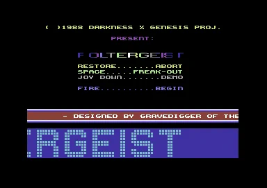 Screenshot of "Real Poltergeist" - Crack: Darkness - Published by Gavin Raeburn on Commodore 64 (19xx)