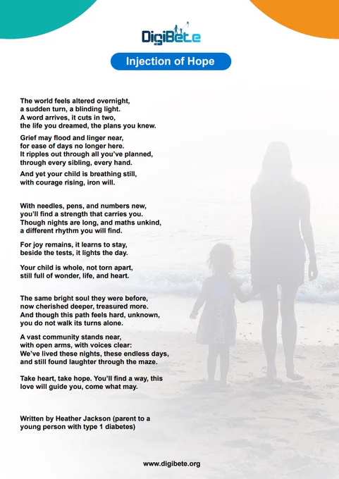The Injection of hope poem with faint figures of a parent and child facing the ocean. Part of the the poem reads: The world feels altered overnight, a sudden turn, a blinding light.
A word arrives, it cuts in two, the life you dreamed, the plans you knew....

