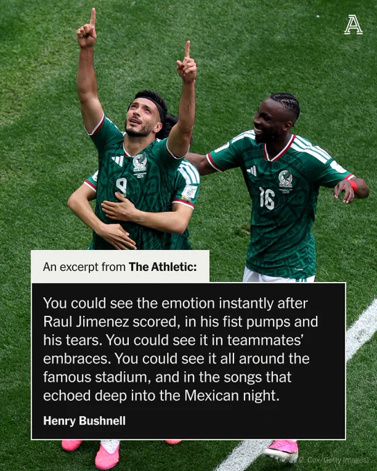 Raul Jimenez #9 of Mexico celebrates with teammates after scoring the team's second goal during the FIFA World Cup 2026 Group A match between Mexico and South Africa at Mexico City Stadium on June 11, 2026 in Mexico City, Mexico.
