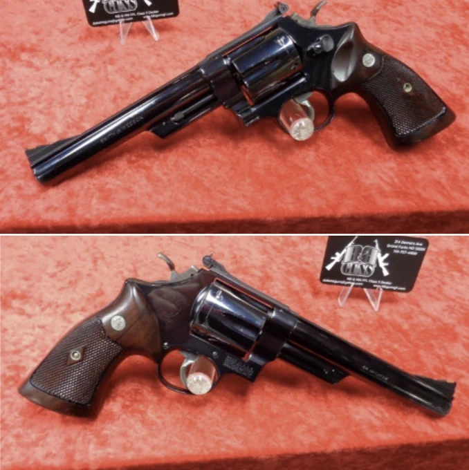 🔥 1958 Pre-Model 29 Smith & Wesson .44 Magnum  
🔗 See it via link in bio: https://bit.ly/3S22Icc
Before it was known as the Model 29, it was simply "The .44 Magnum."

This 1958 four-screw revolver features a bright blue finish, 6.5-inch pinned barrel, target hammer and trigger, and the highly sought-after original "Coke" grips. 

#SmithAndWesson #44Magnum #Pre29 #Model29
