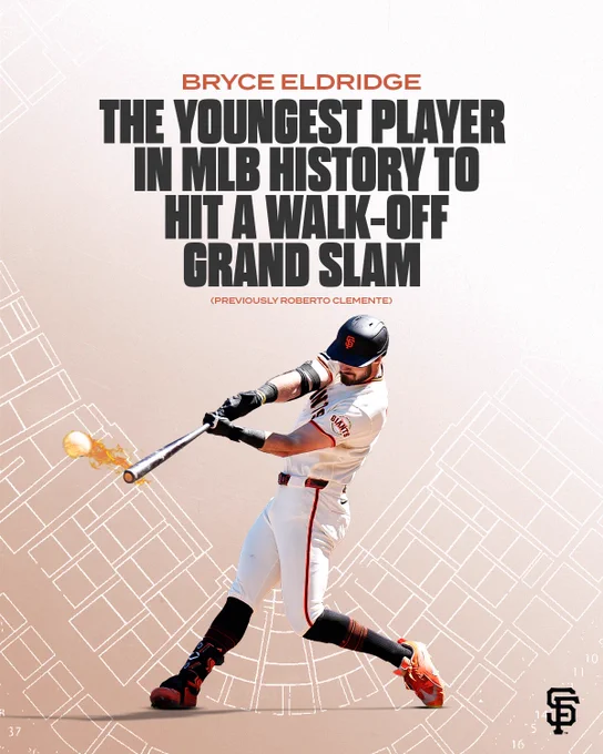 Graphic highlighting that Eldridge is the youngest player in MLB history to hit a walk-off grand slam