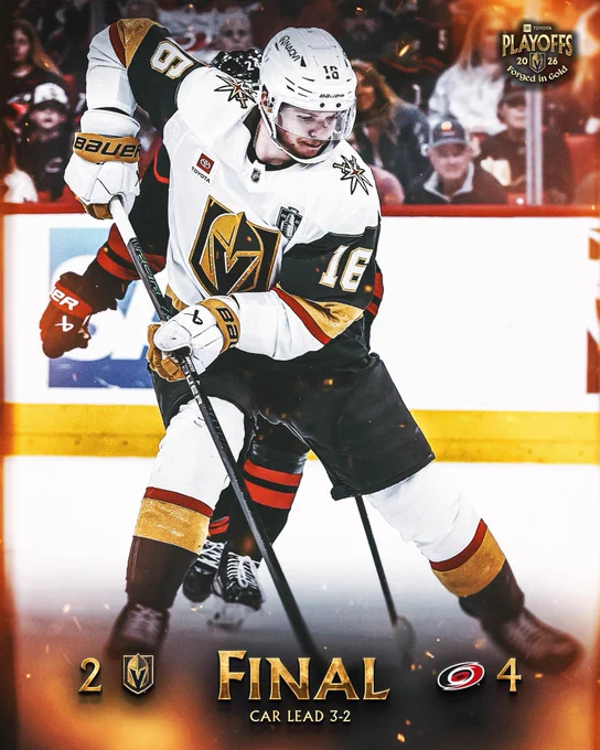 Final: CAR 4, VGK 2
CAR lead 3-2