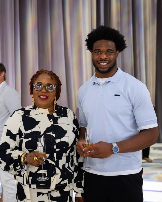 Nick Emmanwori with his mom at SBLX ring ceremony.