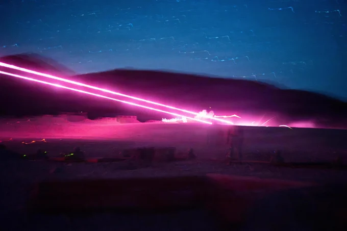 U.S. Marines with 1st Battalion, 24th Marines, 4th Marine Division, fire M240-B machine guns at simulated enemy fortifications during a live fire night platoon attack on Range 410 Alpha as part of Integrated Training Exercise 3-26, Marine Corps Air Ground Combat Center Twentynine Palms, California, June 7, 2026. ITX is designed to generate combat readiness and ensure the Reserve Component provides critical strategic depth to the Total Force. From complex combined arms maneuvers to all-domain integration, these Marines are proving that they are ready to augment, reinforce, and fight alongside the active component at a moment's notice. (U.S. Marine Corps photo by Cpl. Van Hoang)\n\n