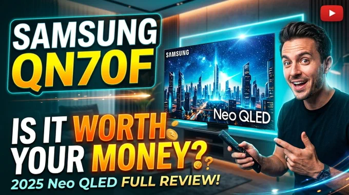 What Exactly Is the Samsung QN70F?
So here’s the deal. The Samsung QN70F is what Samsung calls a “Neo QLED” TV, but with a twist. Instead of using a full array of mini-LEDs across the entire back of the screen, it uses something called Edge MiniLED backlighting. Think of it as a hybrid – it’s not quite traditional edge lighting, but it’s also not the full mini-LED experience you get on pricier models.

Basically, Samsung put a smaller number of LEDs along the bottom edge of the panel. It’s enough to give you some local dimming benefits and better contrast, but without driving the price through the roof. For someone who wants better picture quality than a basic LED TV but doesn’t want to spend a fortune, that might sound like a sweet spot.

I tested the 55‑inch model, but the TV is also available in 65‑inch, 75‑inch, and 85‑inch sizes. You might also see it at warehouse stores like Costco or Sam’s Club under the model number Samsung QN70FD – same TV, just a different label for those ret