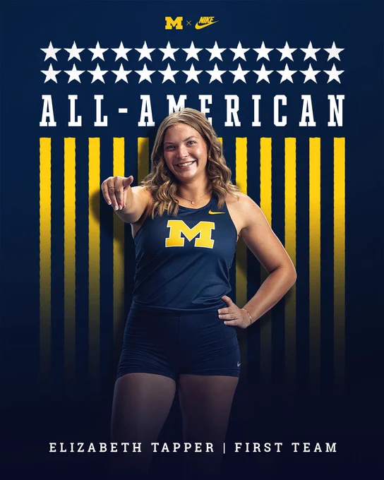 Elizabeth Tapper earns First Team All-America honors in the shot put at the NCAA Outdoor Championships