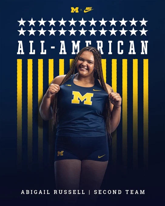 Abigail Russell earns Second Team All-America honors in the shot put at the NCAA Outdoor Championships