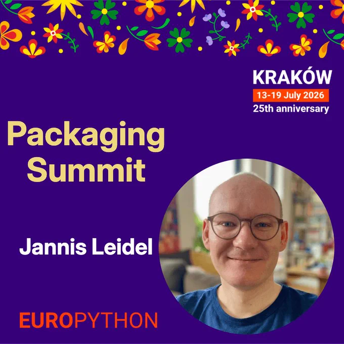 Speaker announcement for EuroPython 2026 conference: Jannis Leidel — Packaging Summit