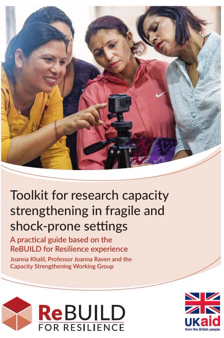 Title of the paper and four Nepali women gather around a camera on a tripod, looking at it intently