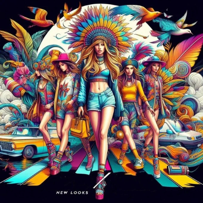 Fashion Crew in vibrant colors, surreal street vibes & bold AI energy, where creative style meets colorful imagination