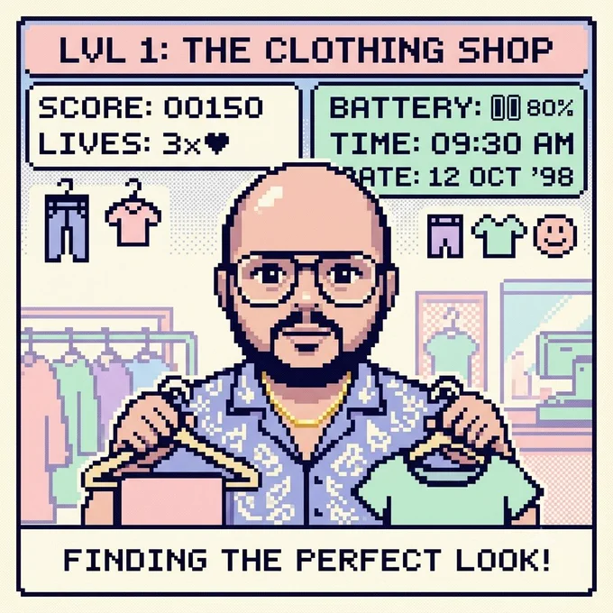 Transform the image into a nostalgic late-90s pocket gaming console screen. Preserve the original characters, poses, and story, but reinterpret everything as adorable miniature 8-bit pixel sprites. Use a dreamy pastel LCD palette of cream, blush pink, mint green, lavender, and soft sky blue. Create chunky pixels, dot-matrix textures, and simplified environments inspired by classic handheld games. Add retro UI elements such as score counters, life hearts, battery indicator, pixel icons, level progress bars, date/time display, and tiny dialogue text. The screen should feel playful, cozy, and collectible, with a flat monochrome LCD-inspired appearance and a strict limited-color palette. Hide all device hardware, borders, and buttons so only the glowing retro screen remains visible.
