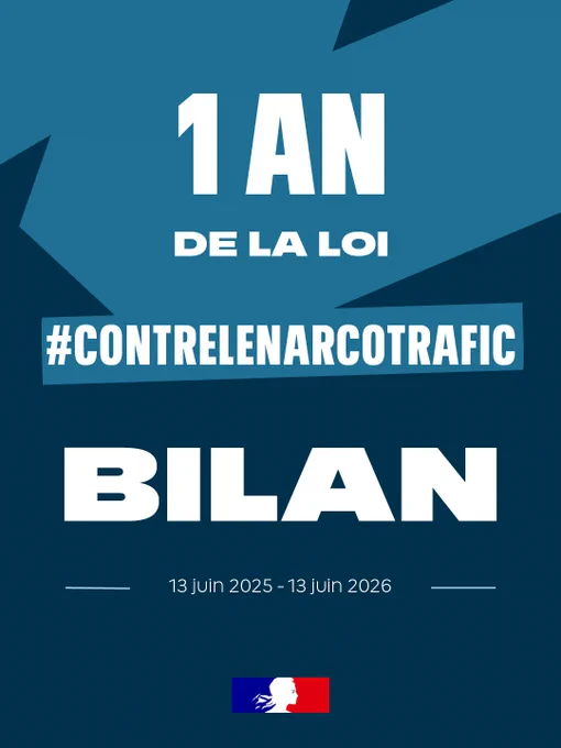 1 an de la loi #ContreLeNarcotrafic 
bilan 
13 juin 2025 - 13 juin 2026