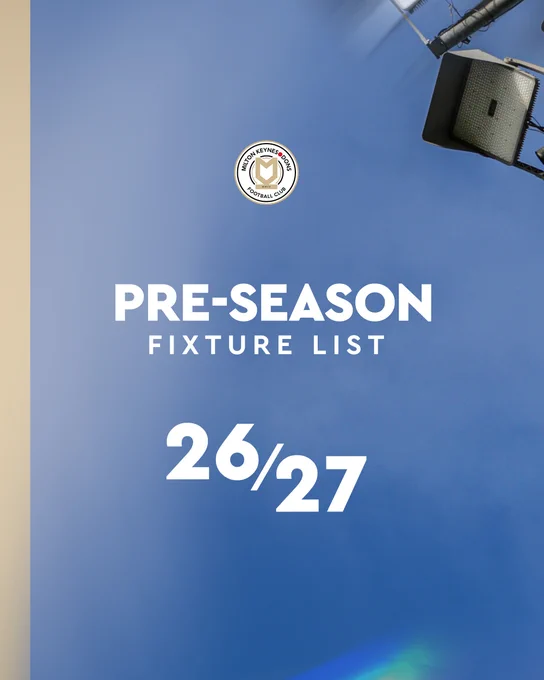 MK Dons 26/27 pre-season fixtures.
