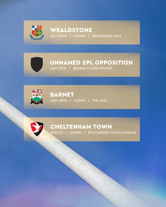 MK Dons 26/27 Pre-season fixtures.