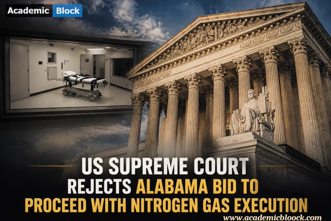 The U.S. Supreme Court building representing a ruling that denies Alabama’s request for a nitrogen gas execution.