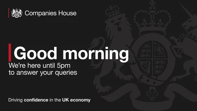 White text against black background - Good morning, we're here until 5pm to answer your queries.