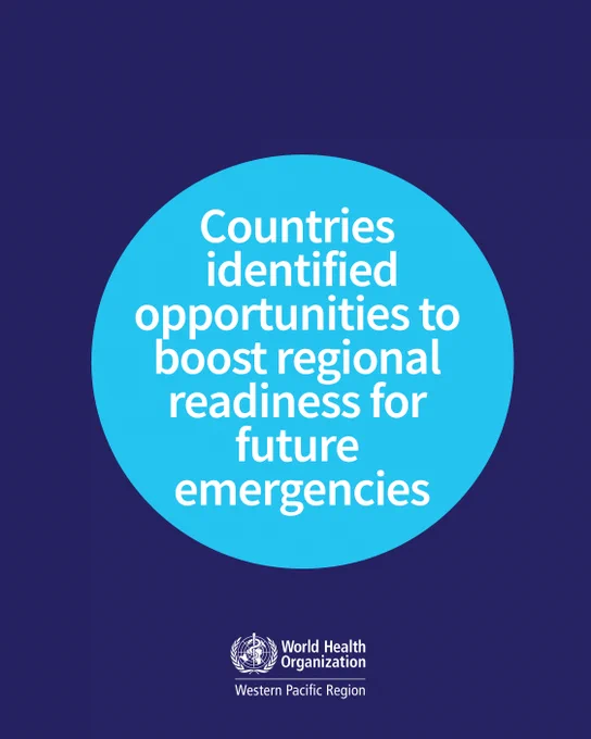 Text against a light blue circle reads countries identified opportunities to boost regional readiness for future emergencies.

