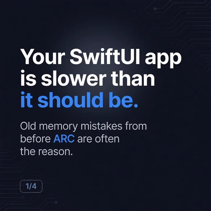 Your app runs slow for users. Many times the cause is old memory management issues that still affect SwiftUI apps.