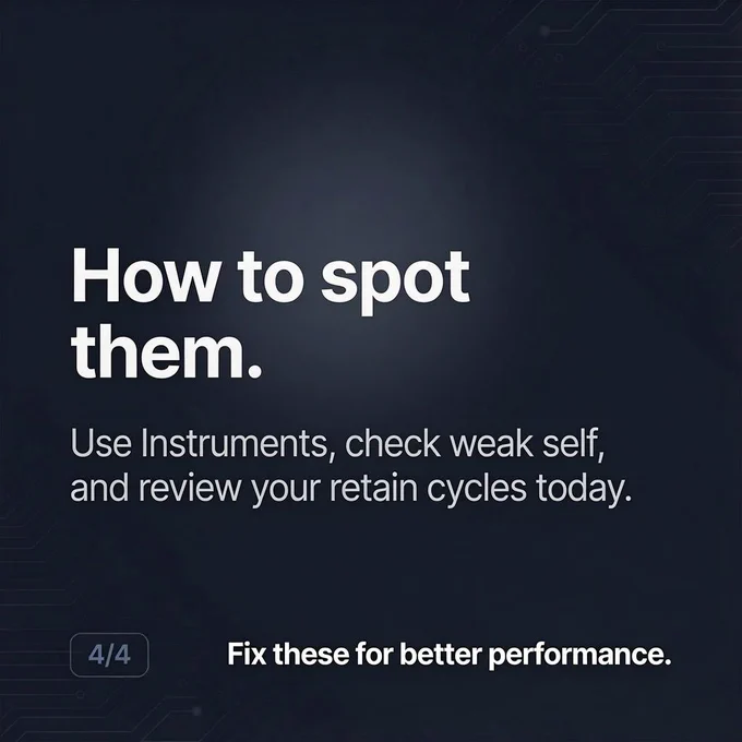 Open Instruments, profile your app, and use weak references where needed. What memory issue have you fixed recently? Comment below.