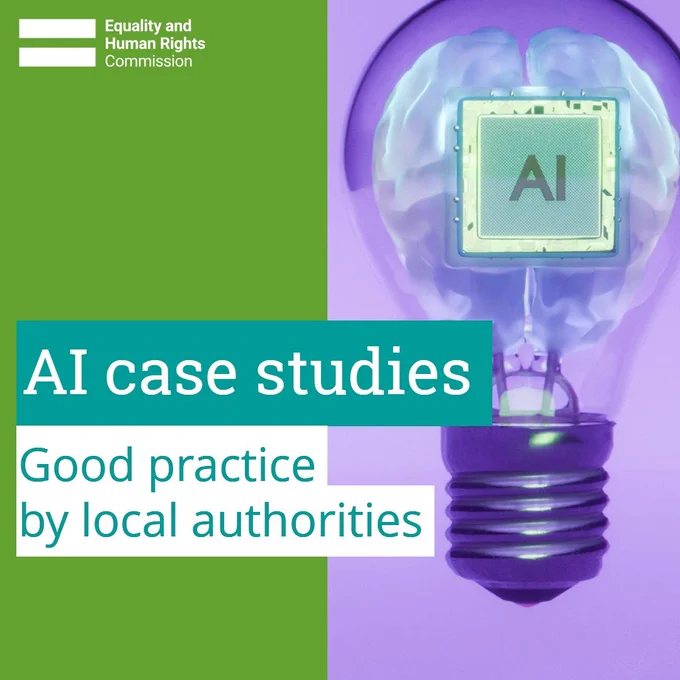 Illustration of a glowing light bulb containing an AI chip, paired with text highlighting good AI practices in local government case studies.