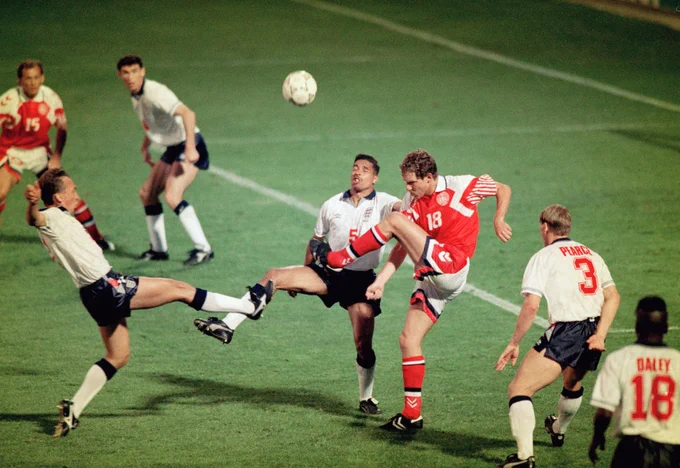 England and Denmark players during their match at Euro '92.