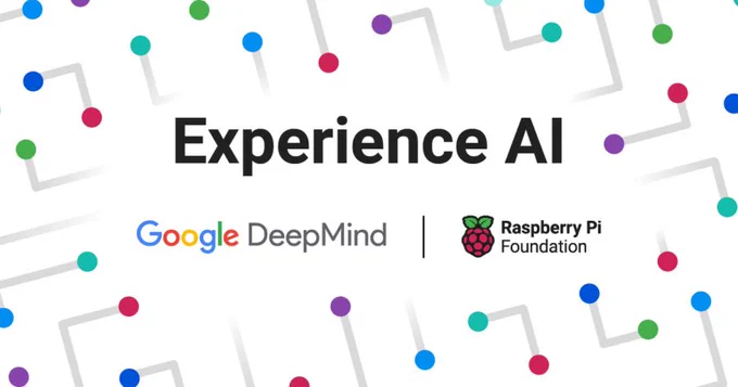 Experience AI banner with Google DeepMind and Raspberry Pi Foundation logos on a patterned background