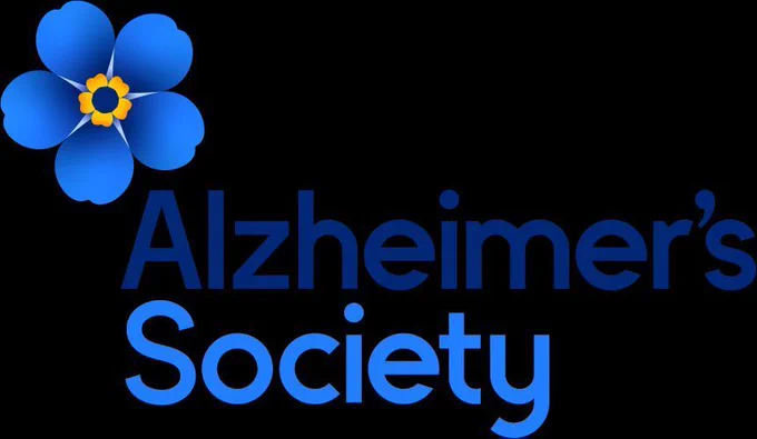 Alzheimer's Society logo with a blue forget-me-not in the top lefthand corner. 