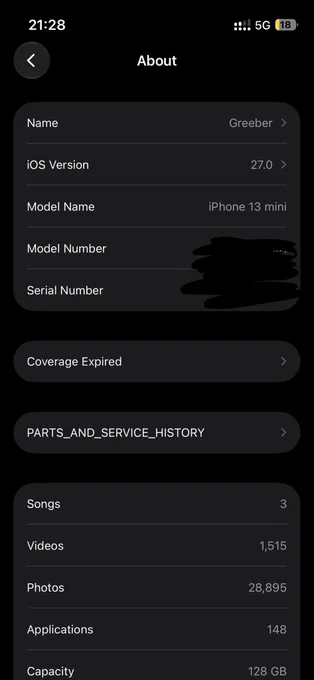 Daily Driven iPhone 13 Mini running iOS 27 Developer Beta
