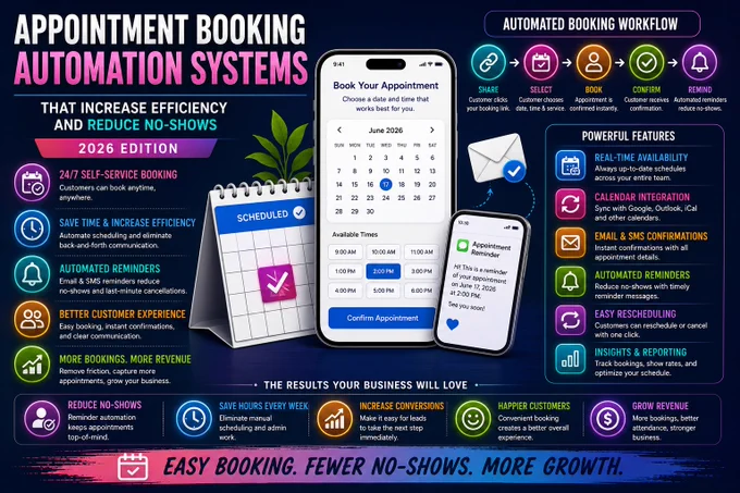 Learn how appointment booking automation helps businesses reduce no-shows, improve scheduling efficiency, and enhance customer experiences.
