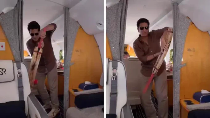 Watch Sachin Tendulkar Plays Cricket at 30,000 Feet Inside a Jet