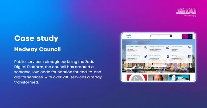 Medway council webiste on a pink and blue gradient background