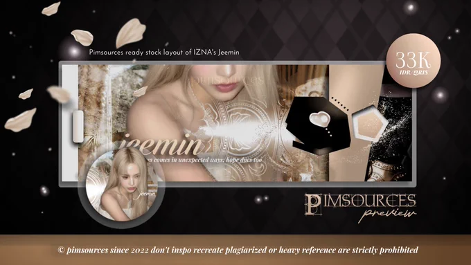 🗝️ JEEMIN IZNA
🥧 33K IDR | retext all
✨ QRIS 
graphics edited and designed by © pimsources since 2022 don't inspo steal recreate plagiarized or heavy reference are strictly prohibited
