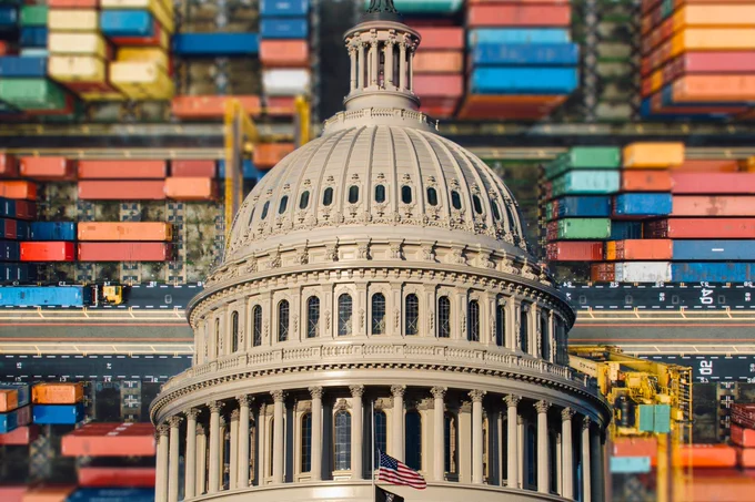 Capitol Dome with shipping containers
