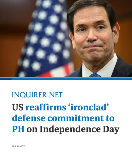 The United States reaffirmed its “ironclad” defense commitments to the Philippines and highlighted the two countries’ longstanding alliance in a message marking Philippine Independence Day, according to US Secretary of State Marco Rubio.
