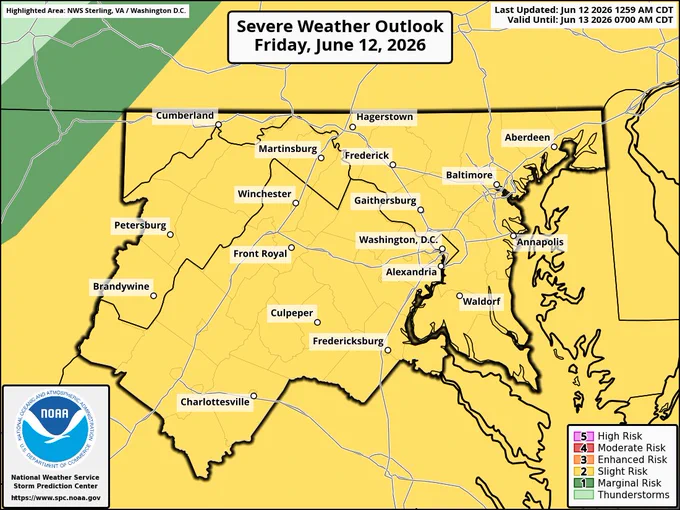 Image of Storm Prediction Center level 2 out of 5 slight risk.