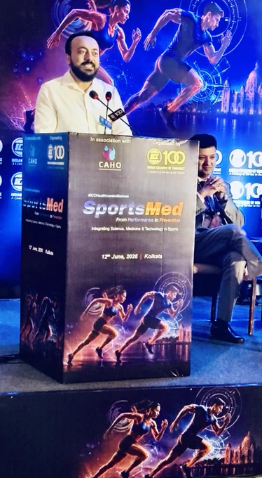 ICC is pleased and honoured to host the newly appointed Hon’ble Minister of State, Dr. Indranil Khan, Department of Youth Services and Sports, Government of West Bengal, today. 

Hon'ble Minister spoke at a Special Session of SportsMed 2026, organised by Indian Chamber of Commerce in Kolkata. The conference agenda was designed to examine key issues shaping the future of sports medicine in India. 

The discussions covered the future of sports medicine, advancing care and performance, sports infrastructure and injury management in hospitals, technology and innovation, and policy frameworks for a sustainable ecosystem.

#IndiaInSports #IndianChamberOfCommerce #Kolkata #ViksitBharat 

@IndranilKhan | @CMOfficeWB | @SuvenduWB | @IndiaSports | @rajeevstyagi | @caho_official