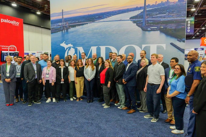 Governor Gretchen Whitmer, Colonel James F. Grady II and MDOT members.