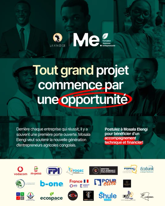 Saison 2 • 2026

Initiative de la Kinoise

Le Concours des Entrepreneurs en Agrobusiness
Initié par La Kinoise (productrice du célèbre Café 100% Congolais) dirigé par Tisya MUKUNA, le programme d’accompagnement vise à propulser 100 jeunes structures dans l'agribusiness vers la rentabilité, l’innovation, et la durabilité.

Projet agrobusiness déjà lancé ou en croissance / prototypé
100 jeunes accompagnés