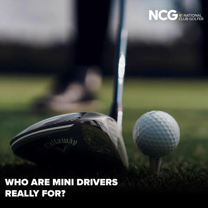 A close-up view of a golf ball and a mini driver on a tee, with a blurred background. The focus on equipment suggests a discussion about their purpose and users.