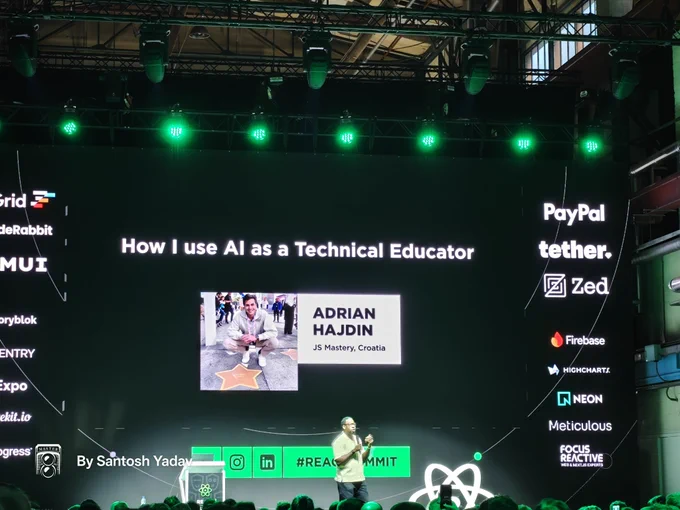 Adrian at React summit 
