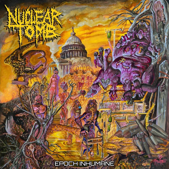 Baltimore, Maryland's own weirdo thrash stalwarts Nuclear Tomb are back and as vicious as ever with their new album "Epoch Inhumane" out June 12th on Rotted Life Records! Their unique fusion of tight thrash riffing, noisy punk aggression, progressive rock ambition, and classic heavy metal grandeur has brought comparisons to trailblazing metal mavericks such as Voivod, Pestilence, and Coroner.
The band, refusing to rest on their laurels, spent the last two years crafting new material which they introduced and refined in front of audiences at raging, high-energy gigs ranging as far as Texas to Quebec.

1. Watch the Skies 03:16
2. Falling Out the World of Lies 03:46
3. Unbowed and Averse 03:34
4. Faithless Continuum 03:56
5. Broken Promise, Barren Essence 03:58
6. Lifeless Transformation 03:01
7. Butcher's Lament 03:29
8. Terminally Emboldened 02:25
9. The Coward's Cruise 03:53
10. Epoch Inhumane 05:01