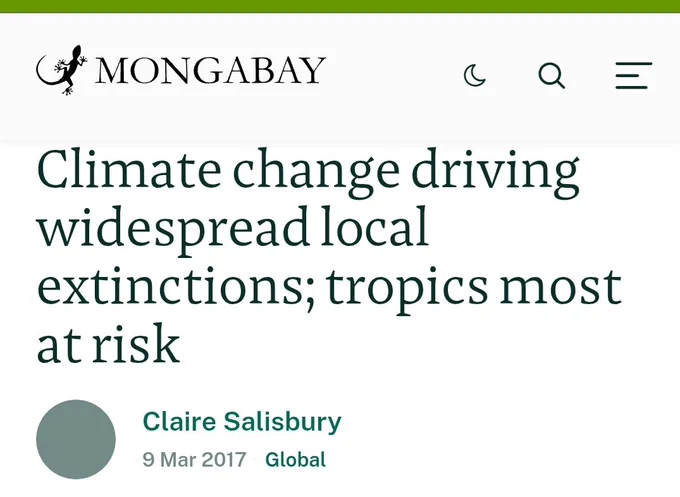 Climate change driving widespread local extinctions; tropics most at risk
Claire Salisbury
9 Mar 2017
Global