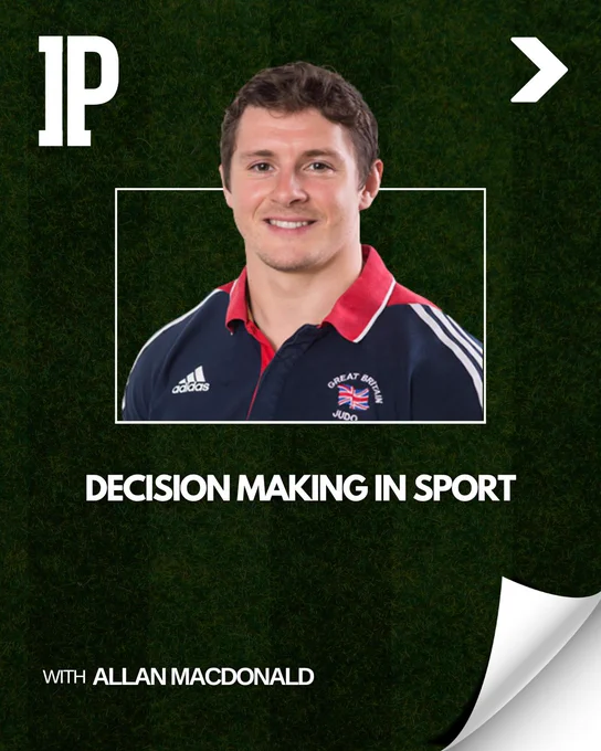 Promotional image for a sports decision-making event featuring a person wearing a 'Great Britain Judo' polo. The mood is professional and informative.