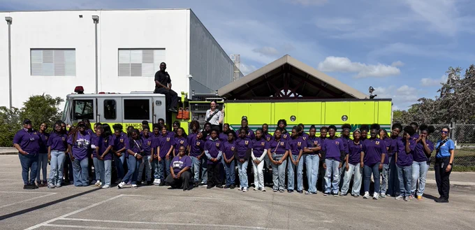 MDFR Community Affairs team truck demo at Miami Norland Senior High School. 