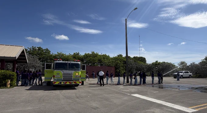 MDFR Community Affairs team truck demo at Miami Norland Senior High School. 