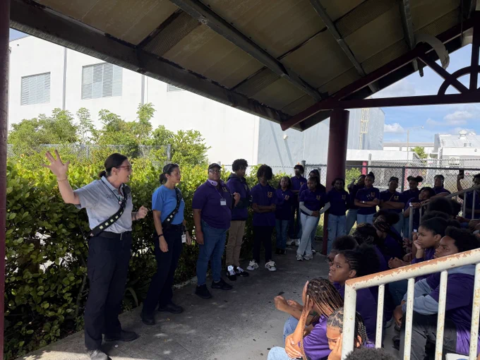 MDFR Community Affairs team truck demo at Miami Norland Senior High School. 