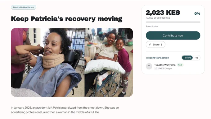Patricia in a wheel chair
