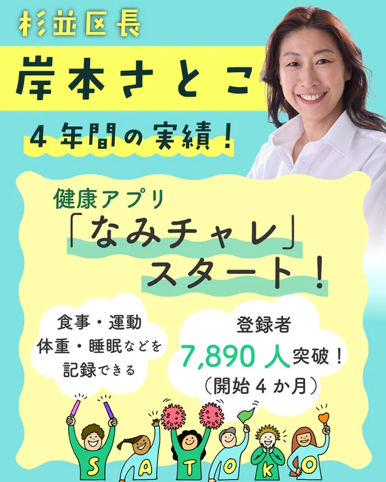 岸本さとこ 4年間の実績バナー⑨なみチャレスタート