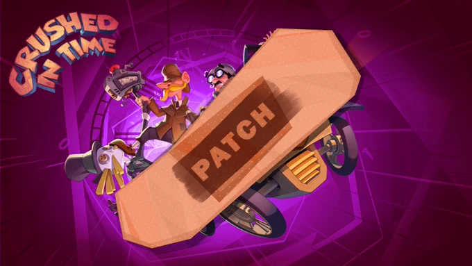 The Crushed In Time Logo with a "patch" mention